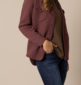 Kimes Womens Mauve Susie Quilted Button Sweatshirt Jacket
