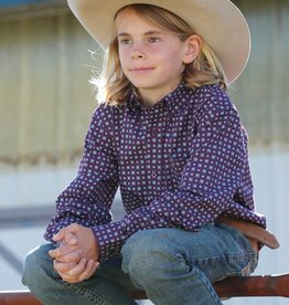 Cinch Boys Cinch Deep Purple Geo Print Long Sleeve Button Western Shirt