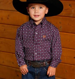 Cinch Boys Toddler Cinch Deep Purple Geo Print Long Sleeve Western Button Shirt