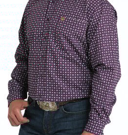Cinch Mens Cinch Deep Purple Print Long Sleeve Western Button Arena Shirt