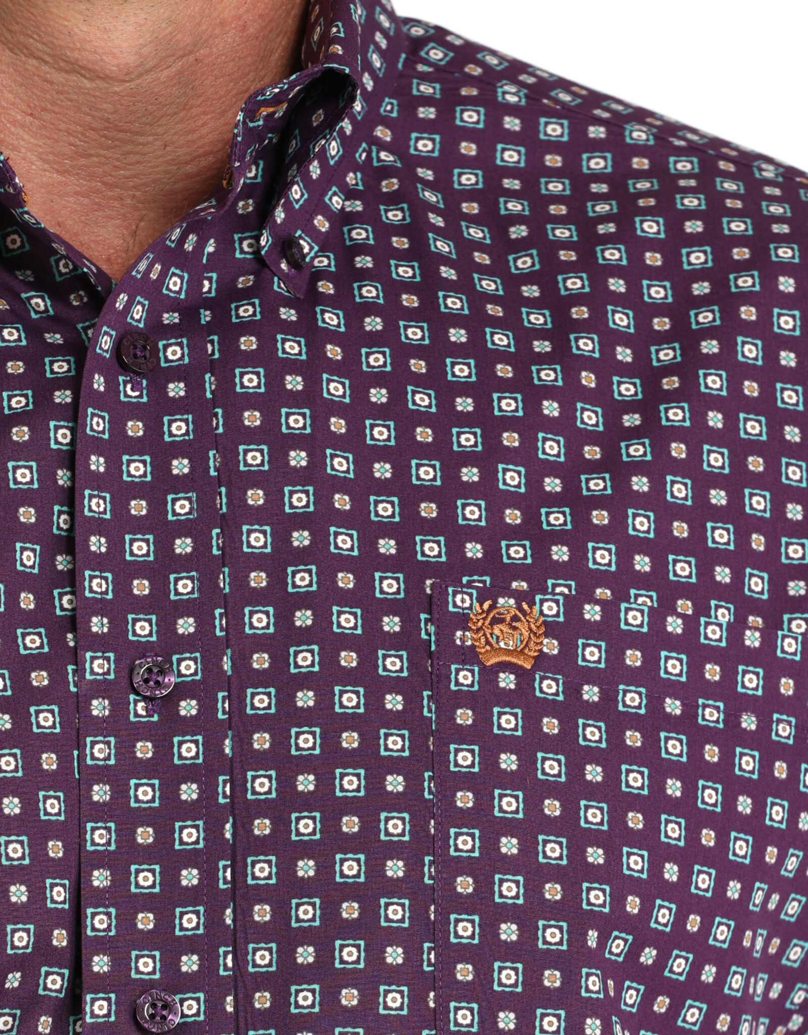 Cinch Mens Cinch Deep Purple Print Long Sleeve Western Button Arena Shirt