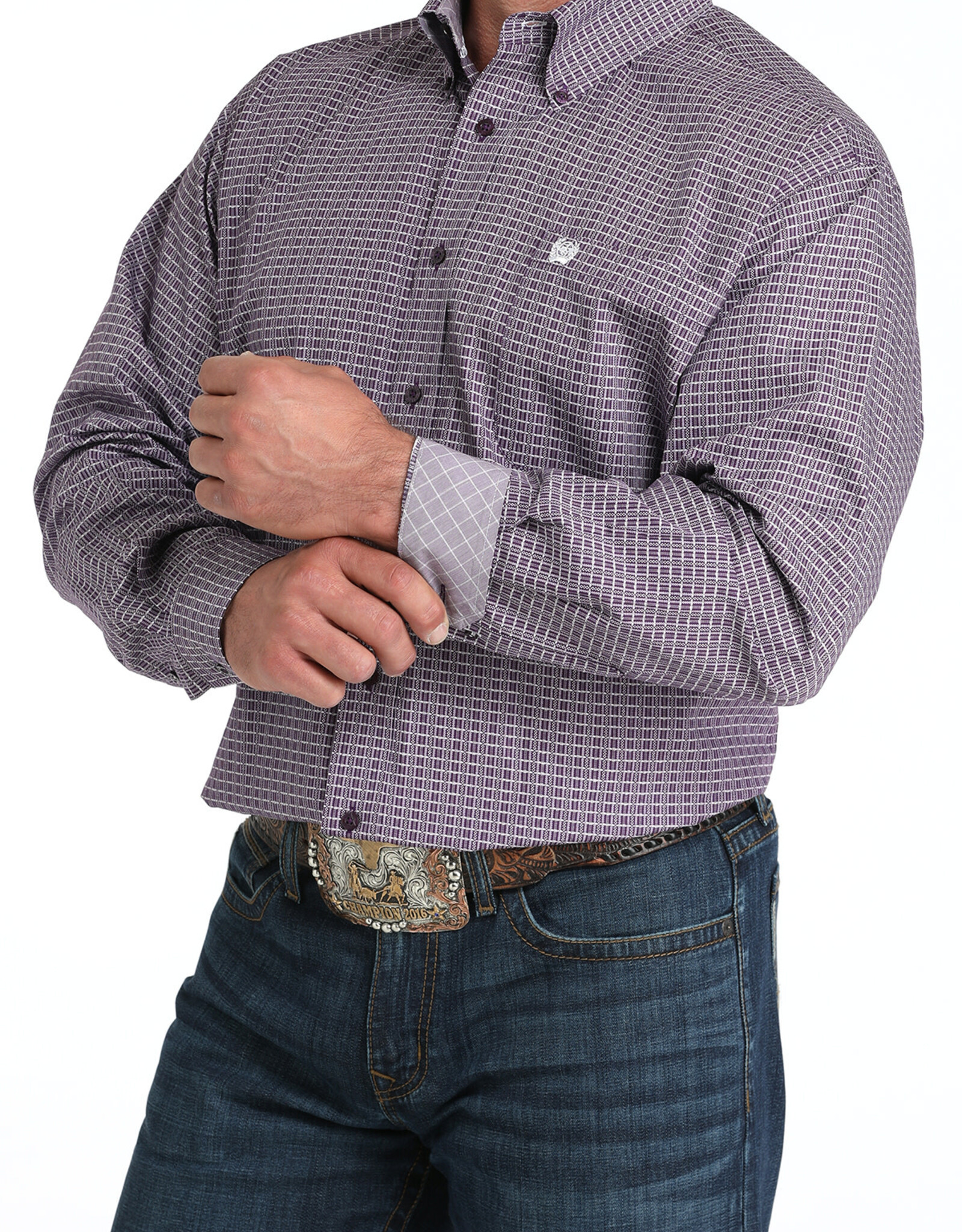 Cinch Mens Cinch Purple Pattern Long Sleeve Western Button Arena Shirt