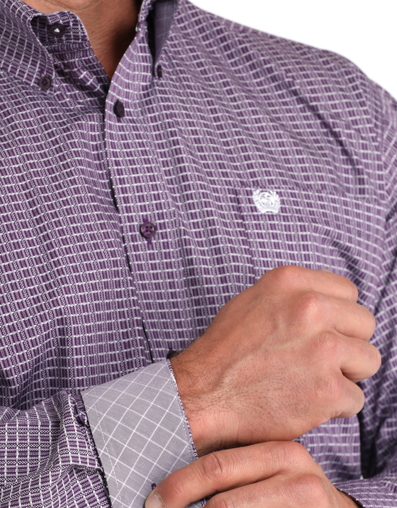 Cinch Mens Cinch Purple Pattern Long Sleeve Western Button Arena Shirt