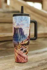 40oz Aztec Western Desert Insulated Tumbler With Handle And Built In Straw
