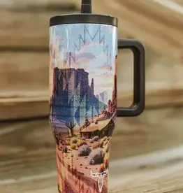 40oz Aztec Western Desert Insulated Tumbler With Handle And Built In Straw