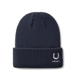 Ariat Girls Ariat Navy Pink Horseshoe Beanie