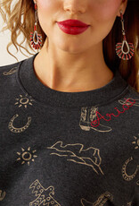 Ariat Womens Ariat Black Western Motif Crew Neck Sweatshirt