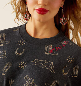 Ariat Womens Ariat Black Western Motif Crew Neck Sweatshirt