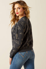 Ariat Womens Ariat Black Western Motif Crew Neck Sweatshirt