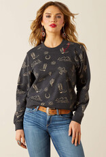 Ariat Womens Ariat Black Western Motif Crew Neck Sweatshirt
