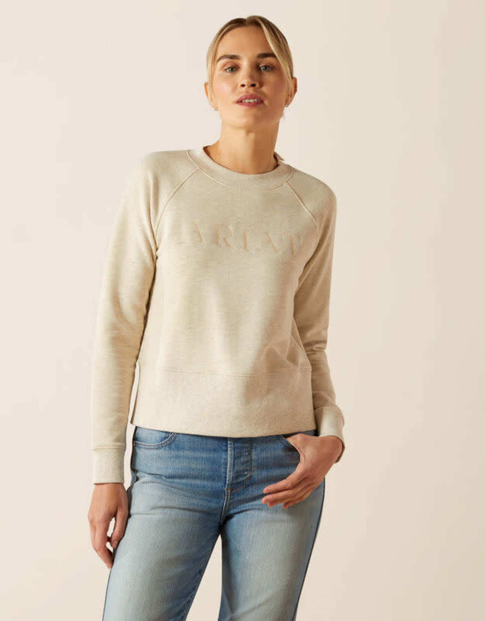 Ariat Womens Ariat Pelican Heather Martine Embroidered Crewneck Sweatshirt