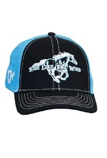 Girls Cowgirl Hardware Ride Like The Wind Black And Turquoise Baseball Cap