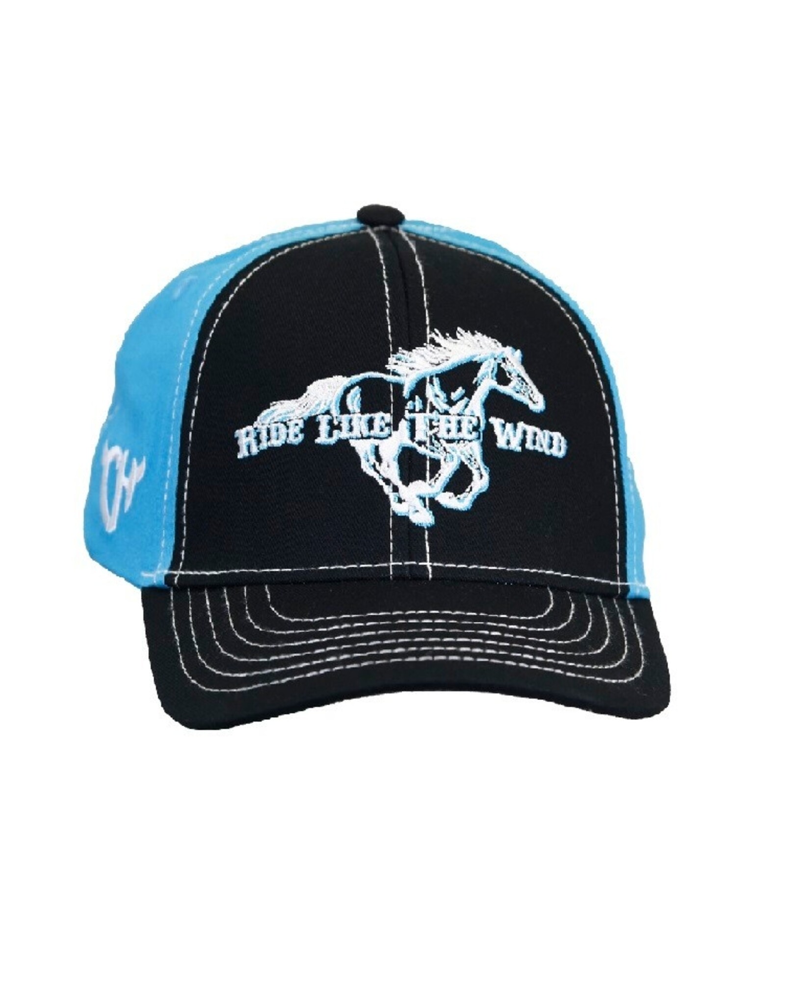 Girls Cowgirl Hardware Ride Like The Wind Black And Turquoise Baseball Cap