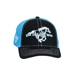 Girls Cowgirl Hardware Ride Like The Wind Black And Turquoise Baseball Cap