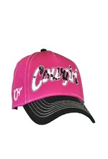 Girls Cow Print Embroidered Pink Cowgirl Baseball Cap