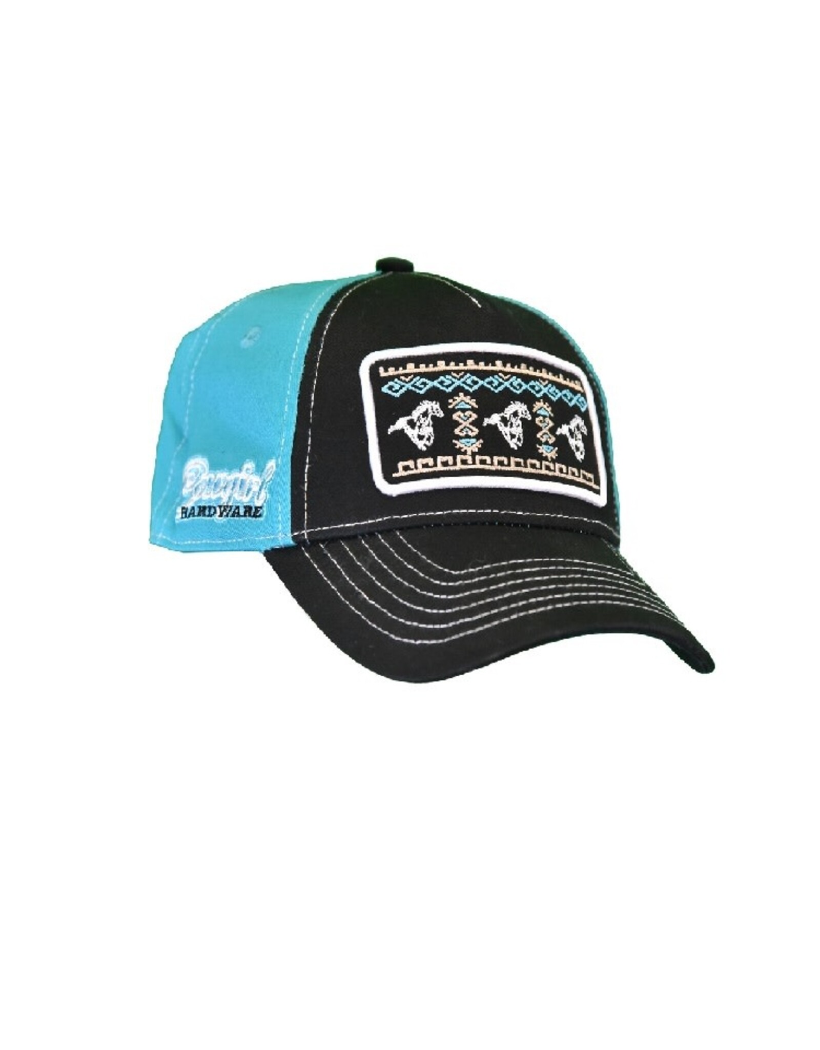 Girls Running Horse Aztec Turquoise Baseball Cap
