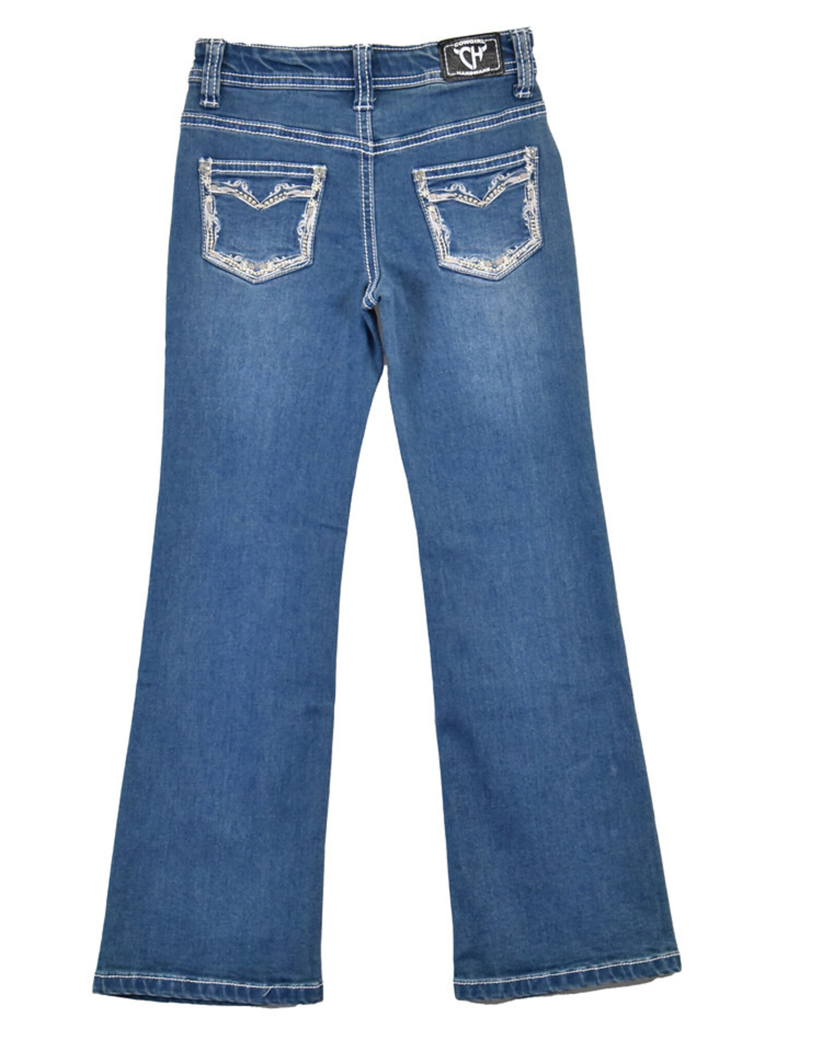 Girls Flora Outline Boot Cut Western Denim Jeans