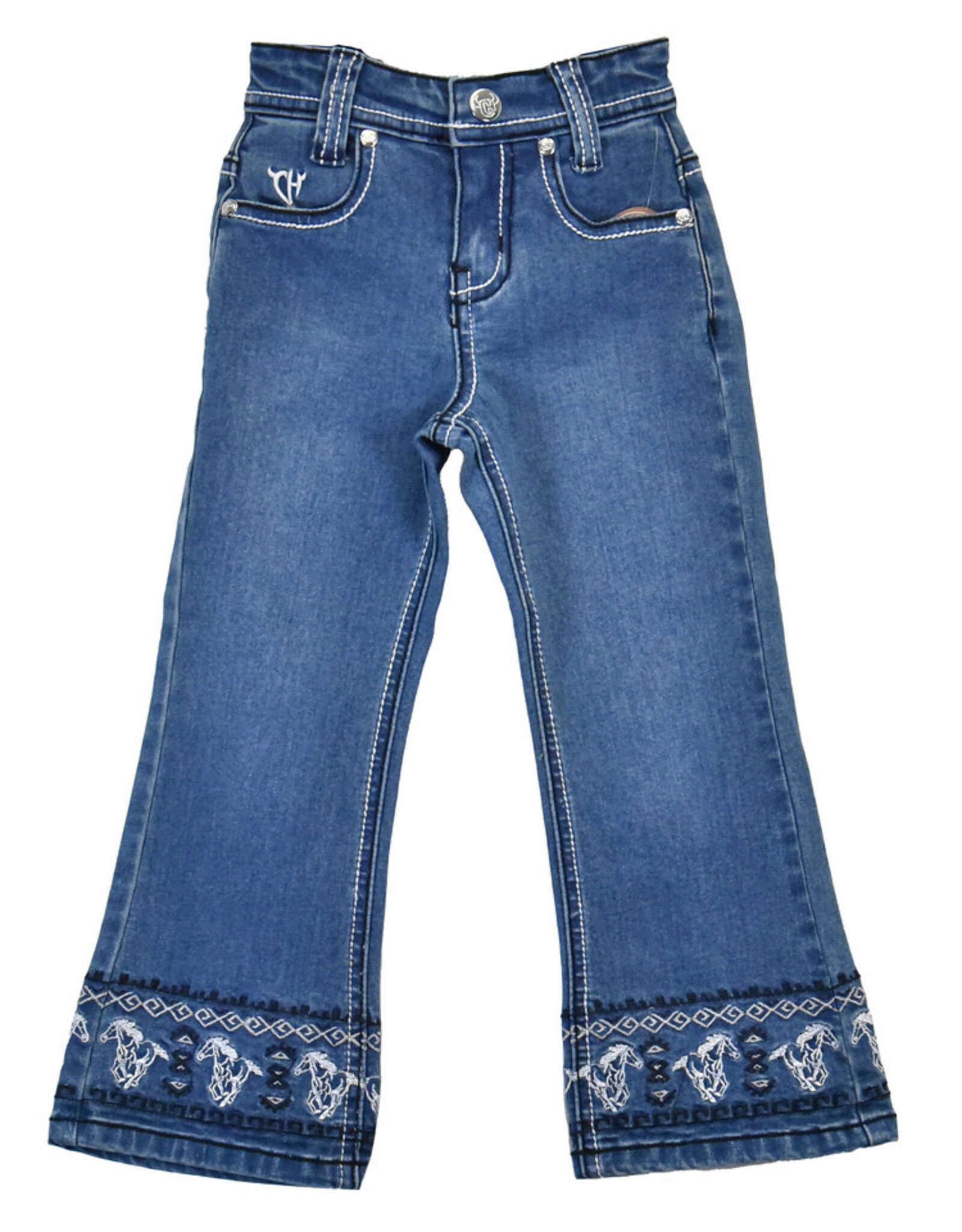 Girls Infant Toddler Running Horses Boot Cut Western Jeans