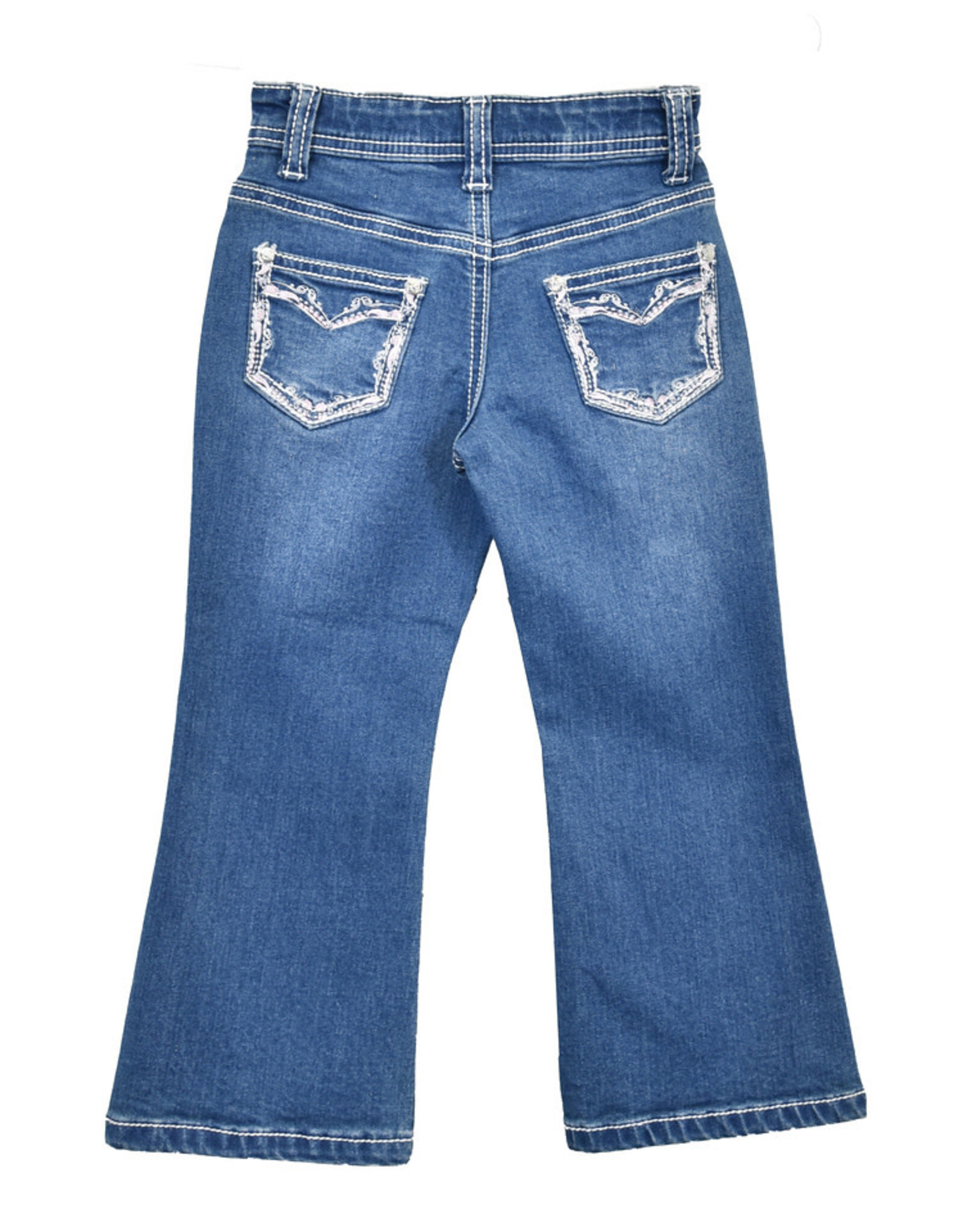 Girls Infant Toddler Floral Outline Boot Cut Western Jeans