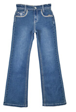 Girls Infant Toddler Floral Outline Boot Cut Western Jeans