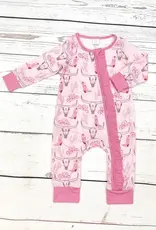 Sassy Kids Palace Baby Girls Pink Bamboo Western Motif Zip Sleeper