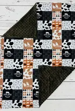 Sassy Kids Palace Brown Little Cattle Rancher Minky Blanket 29" x 43"