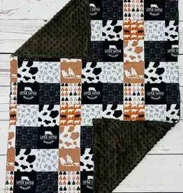 Sassy Kids Palace Brown Little Cattle Rancher Minky Blanket 29" x 43"