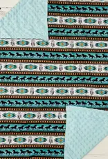 Sassy Kids Palace Baby Turquoise Aztec Horse Minky Blanket 29" x 43"