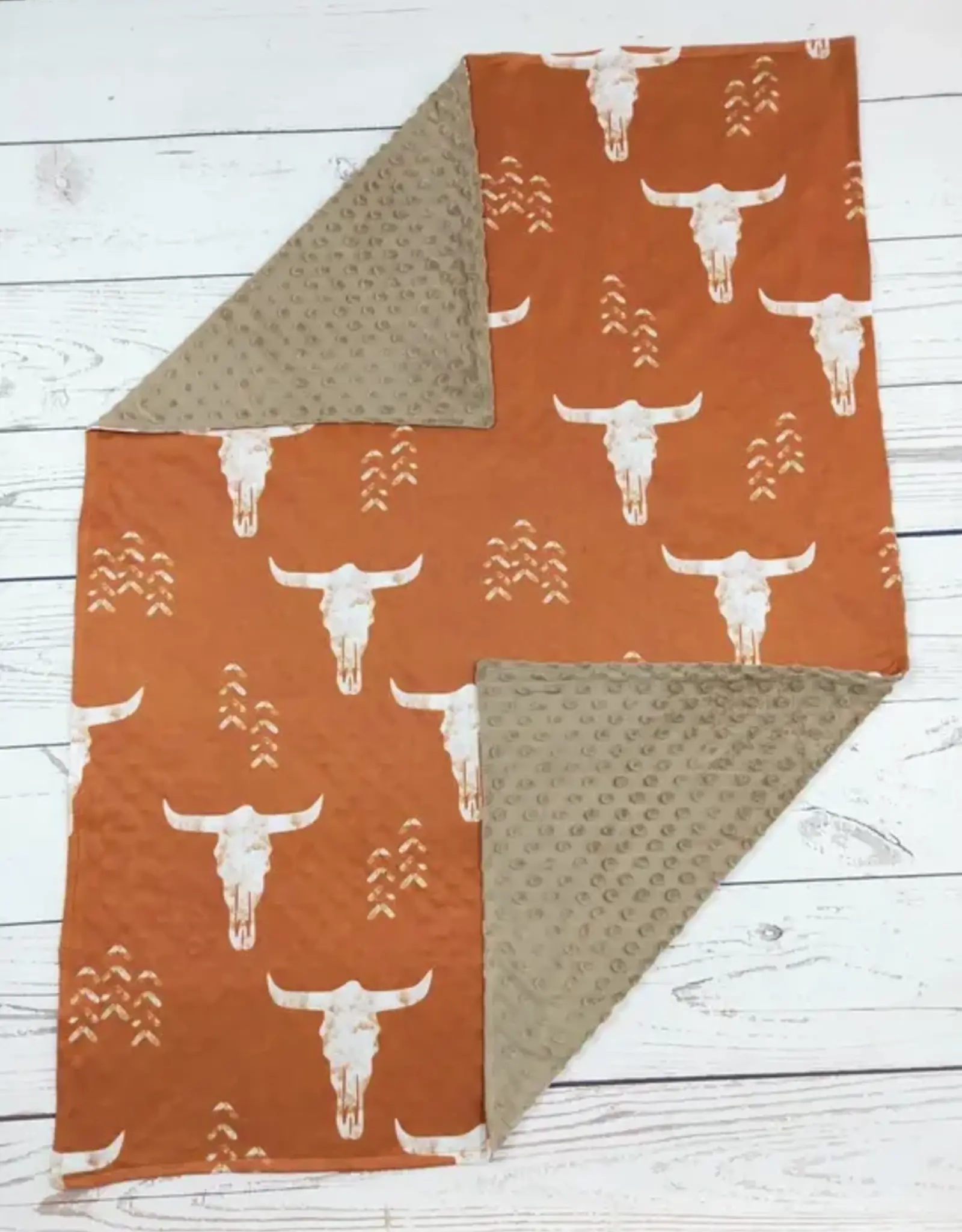 Sassy Kids Palace Rust Longhorn Minky Baby Blanket 29" x 43"