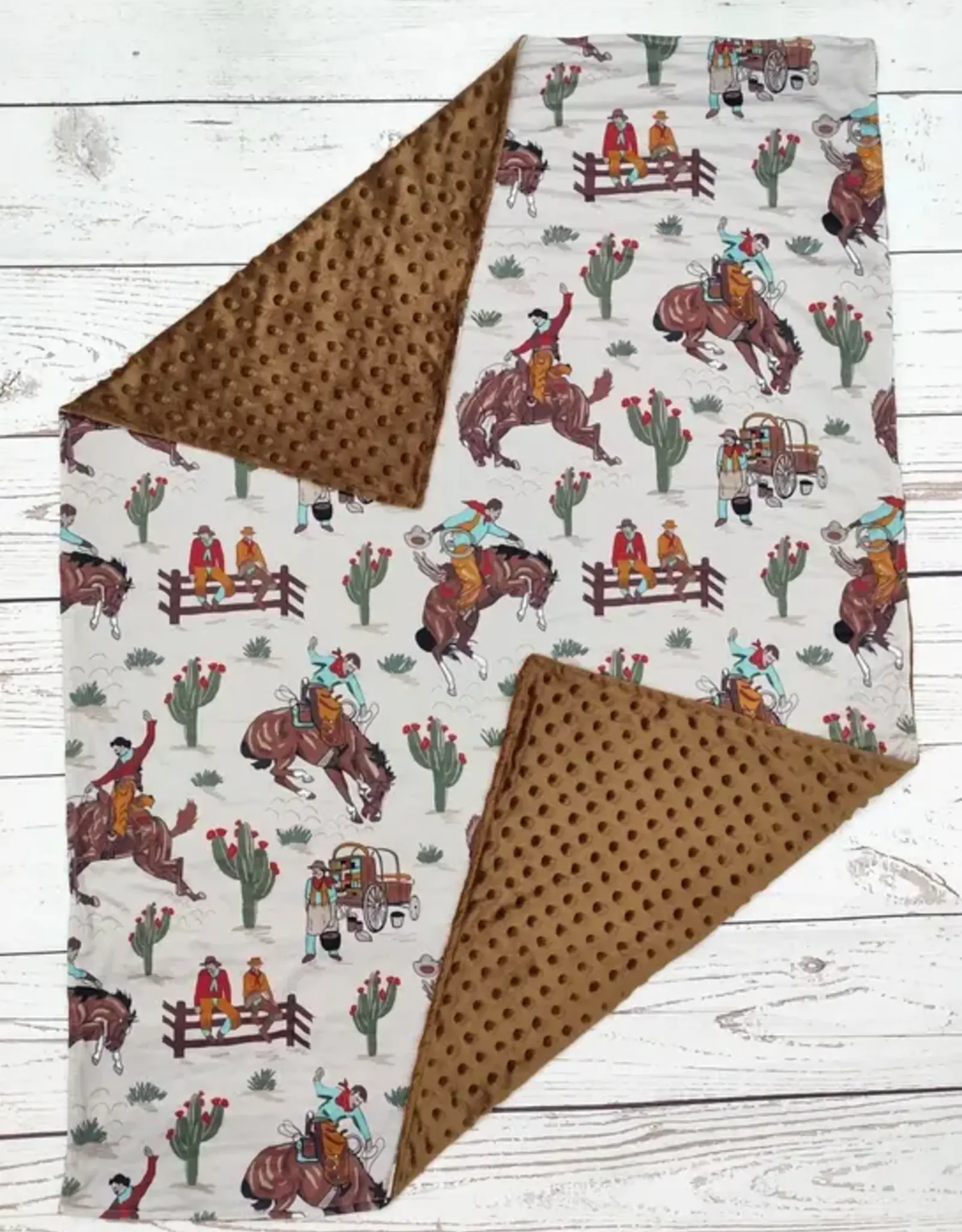 Sassy Kids Palace Western Rodeo Cowboy Minky Baby Blanket 29" x 43"