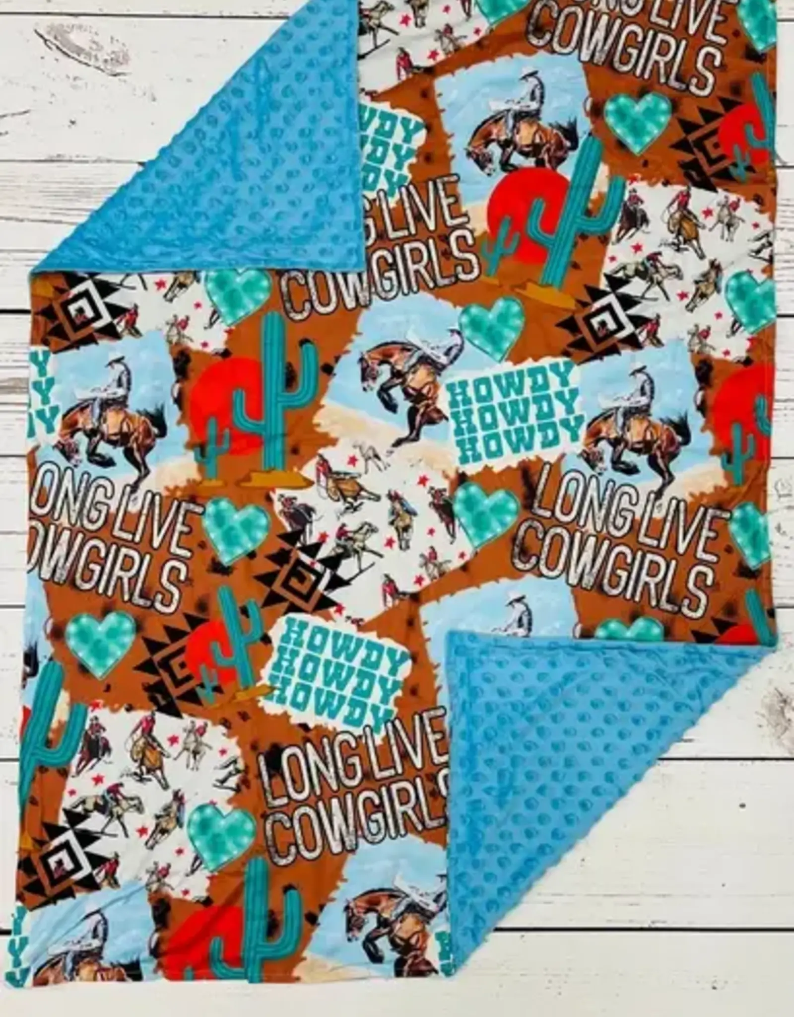 Sassy Kids Palace Howdy Long Live Cowgirls Minky Baby Blanket 29" x 43"