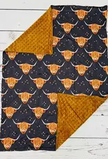 Sassy Kids Palace Brown Highlander Cow Minky Baby Blanket 29" x 43"