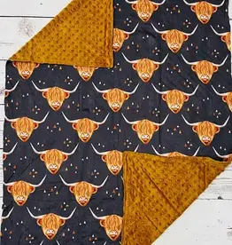 Sassy Kids Palace Brown Highlander Cow Minky Baby Blanket 29" x 43"