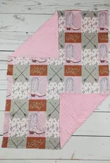 Sassy Kids Palace Howdy Honey Pink Minky Baby Blanket 29" x 43"