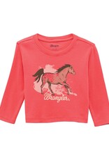 Girls Wrangler Infant Toddler Long Sleeve Pink Horse T Shirt