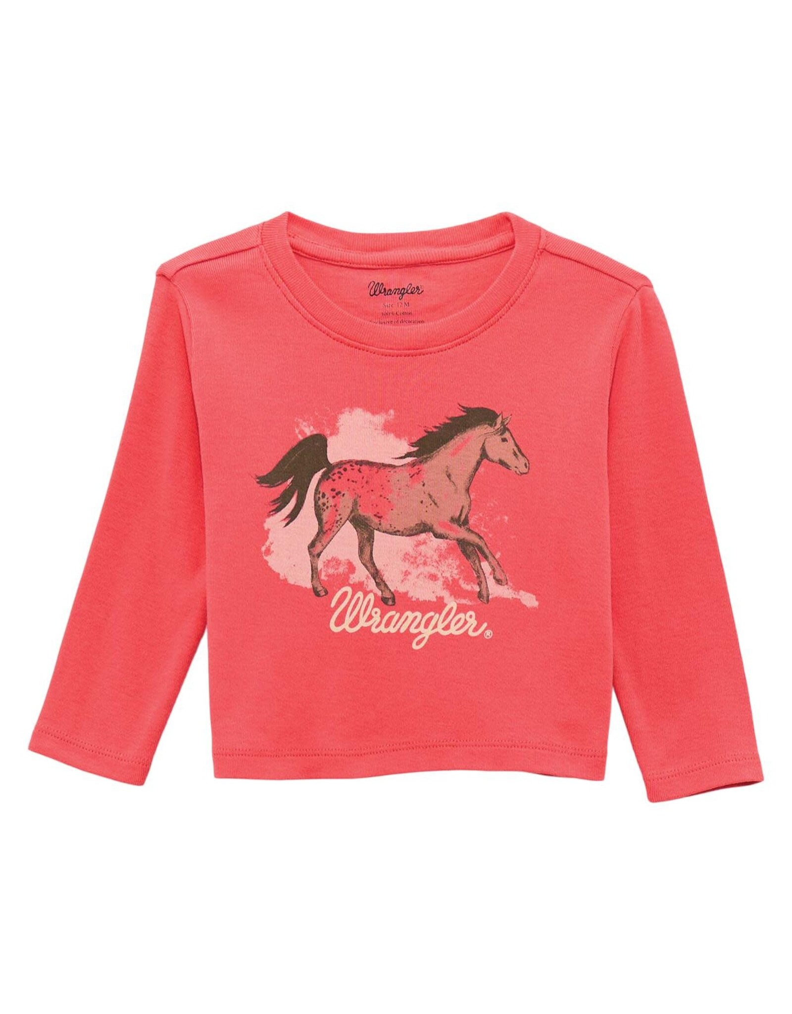 Girls Wrangler Infant Toddler Long Sleeve Pink Horse T Shirt