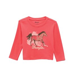 Girls Wrangler Infant Toddler Long Sleeve Pink Horse T Shirt