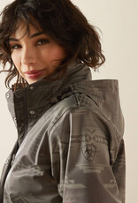 Ariat Ariats Womens Grey Aztec Drizzle Rain Slicker Jacket