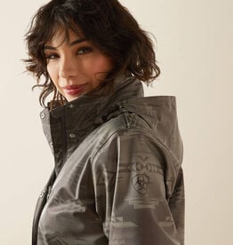 Ariat Ariats Womens Grey Aztec Drizzle Rain Slicker Jacket