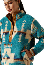 Ariat Ariats Womens Turquoise Agave Berber Snap Front Sweatshirt