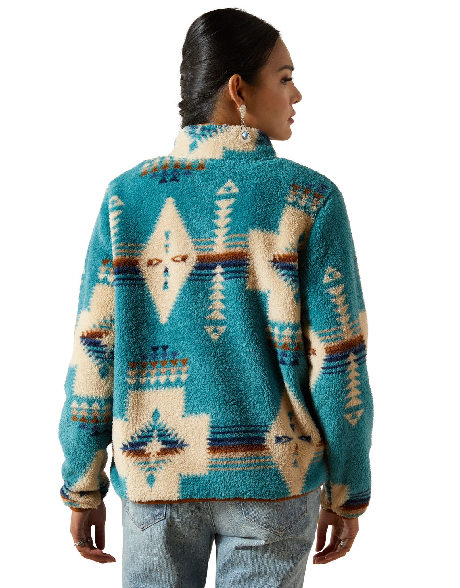 Ariat Ariats Womens Turquoise Agave Berber Snap Front Sweatshirt