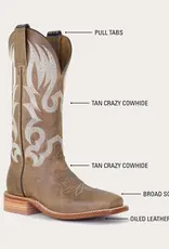 Hyer Boots Hyer Womens Augusta Tan Crazy Cowhide Wide Square Toe Cowboy Boots