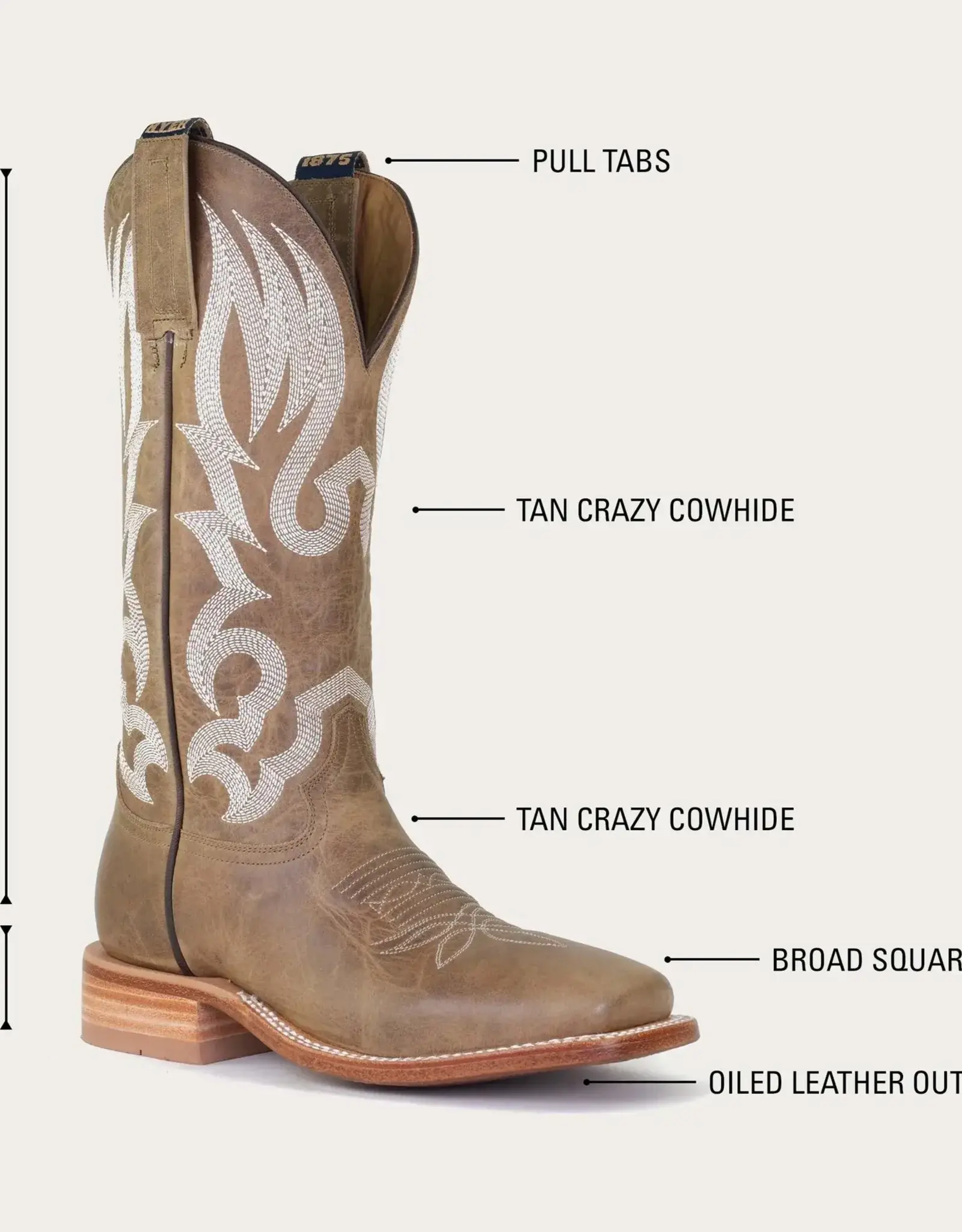 Hyer Boots Hyer Womens Augusta Tan Crazy Cowhide Wide Square Toe Cowboy Boots