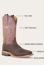 Hyer Boots Hyer Womens Lola Brown Arena Cowhide Wide Square Toe Cowboy Boots