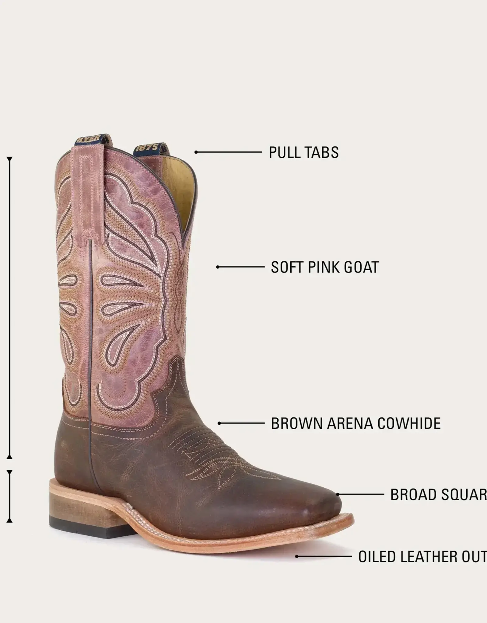 Hyer Boots Hyer Womens Lola Brown Arena Cowhide Wide Square Toe Cowboy Boots