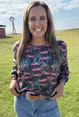 Womens Rosette Rodeo Long Sleeve Fleece Western Shirt