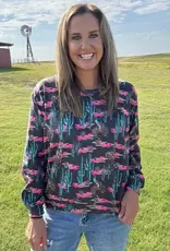 Womens Rosette Rodeo Long Sleeve Fleece Western Shirt