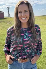 Womens Rosette Rodeo Long Sleeve Fleece Western Shirt