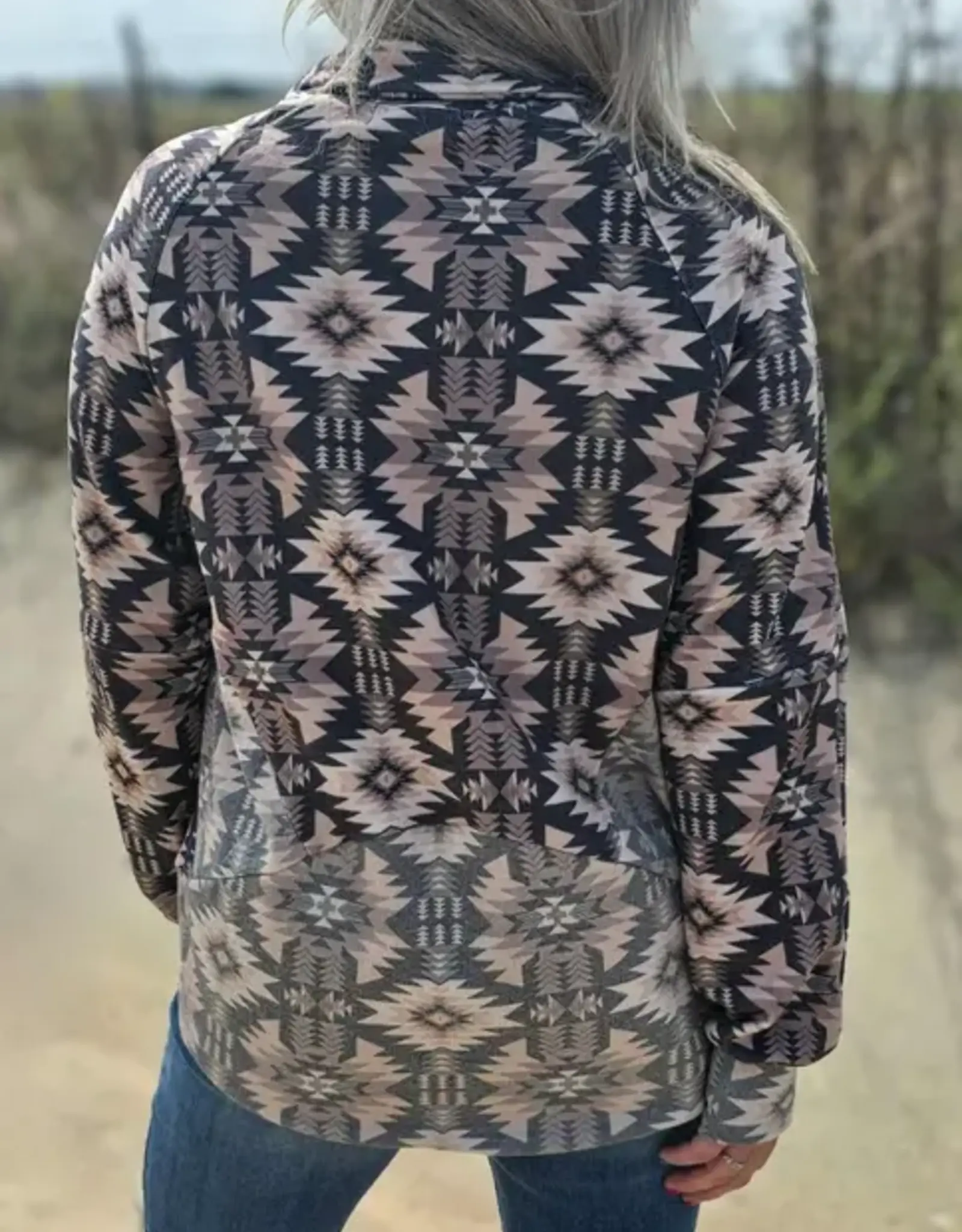Canyon Echo Tan Aztec Long Sleeve Pullover