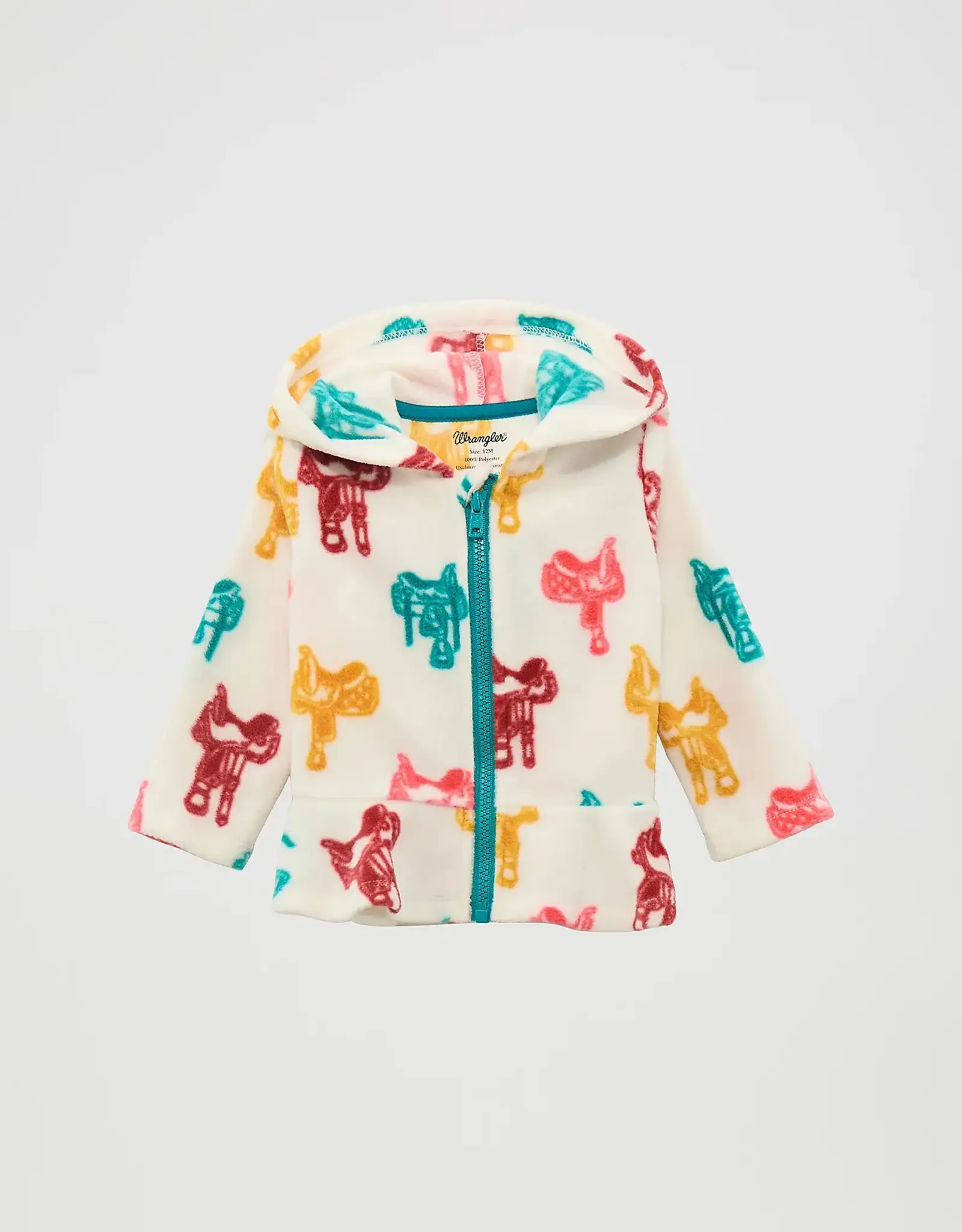 Little Girls Wrangler Saddle Print Full Zipper Hooded Fleece Jacket
